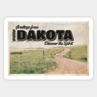 Greetings from North Dakota - Vintage Travel Postcard Design Sticker